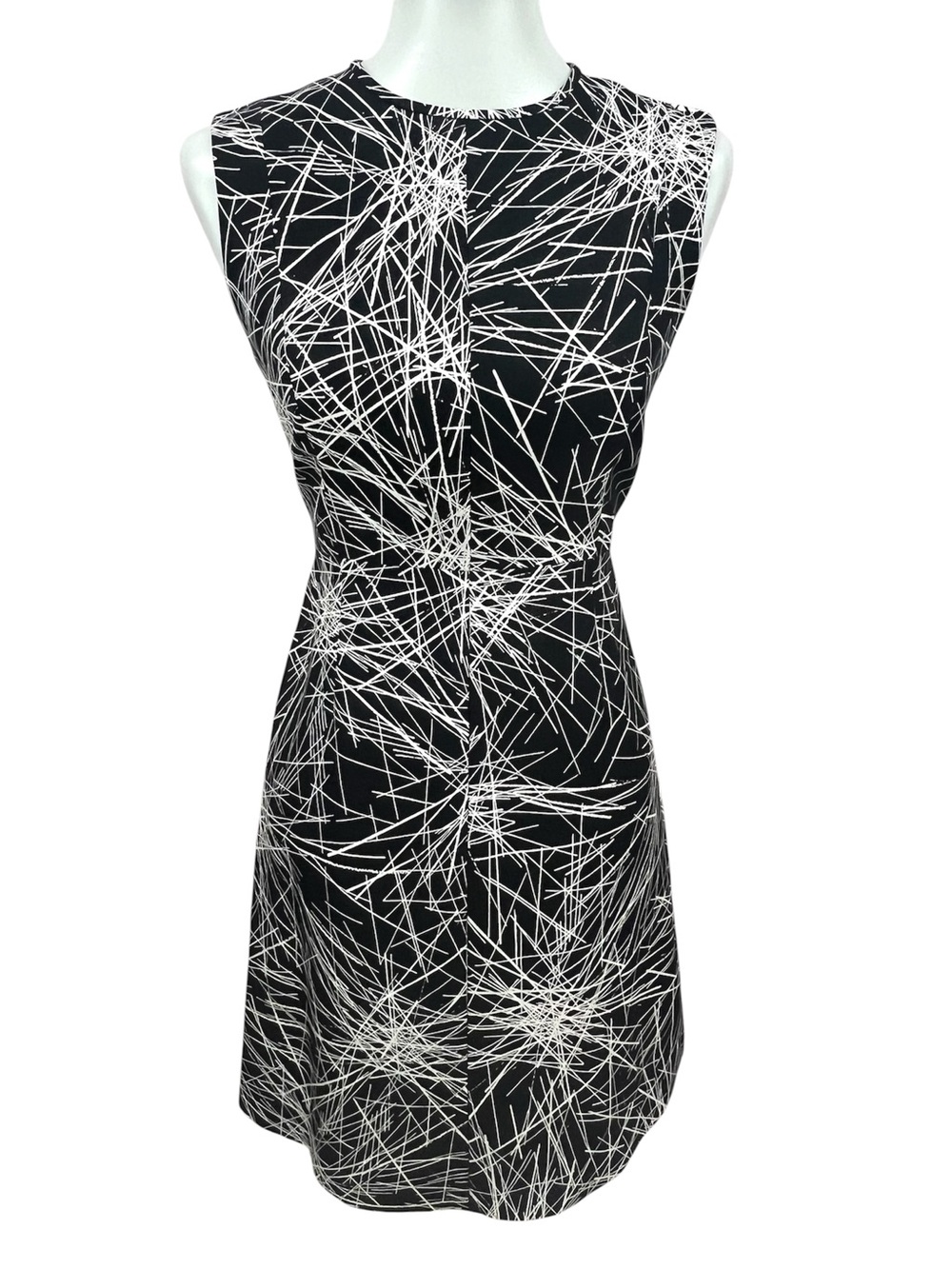Diane Von Furstenburg Madyson Light Beam Starburst Silk Wool Sleeveless Dress